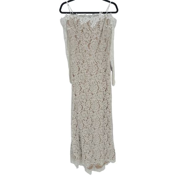 Lulus New! White Lace Off-the-Shoulder Maxi Dress Long Sleeve Mermaid Bridal M - Picture 3 of 7